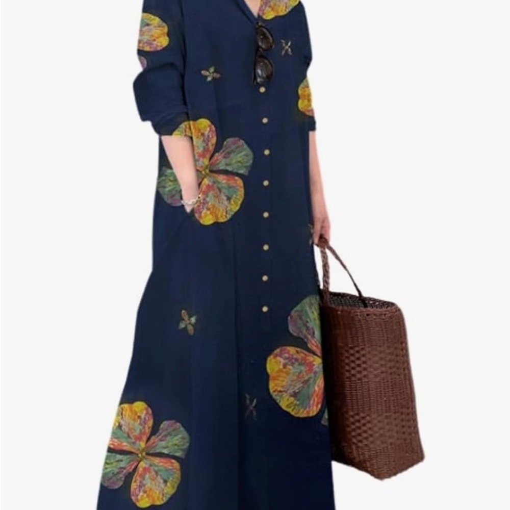 Floral Navy Maxi Dress Size Small